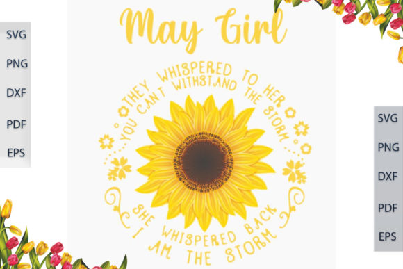 Birthday Gift for May Sunflower Girls Graphics