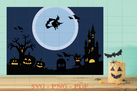 Flying Witch and Pumpkin Halloween SVG