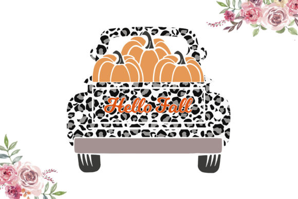 White Leopard Pickup Truck SVG: Graphics for Print Templates